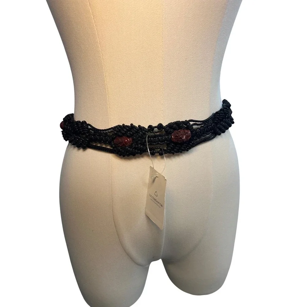 Vintage Liz Claiborne Macrame Rope Tie Belt Boho Western Festival Belt